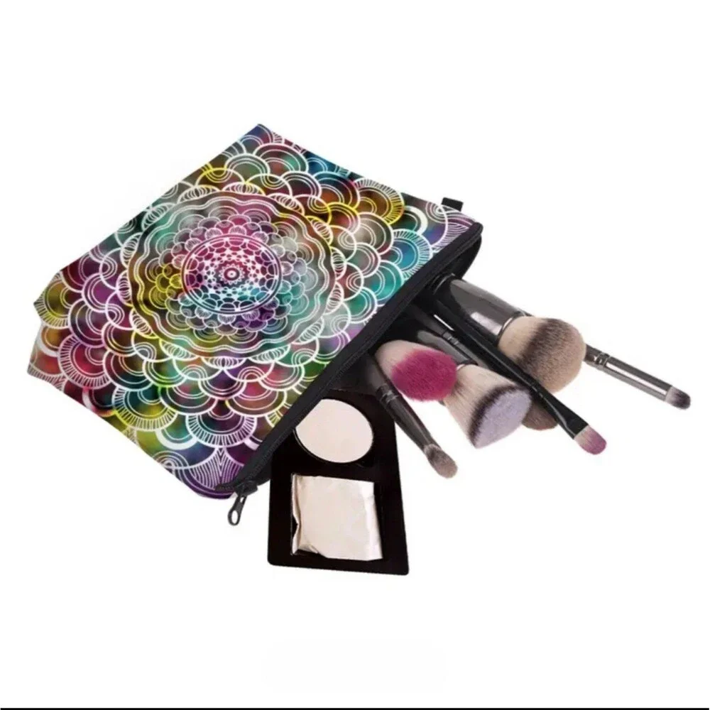 Soft Colorful Mandela boho‎ zip makeup bag pouch